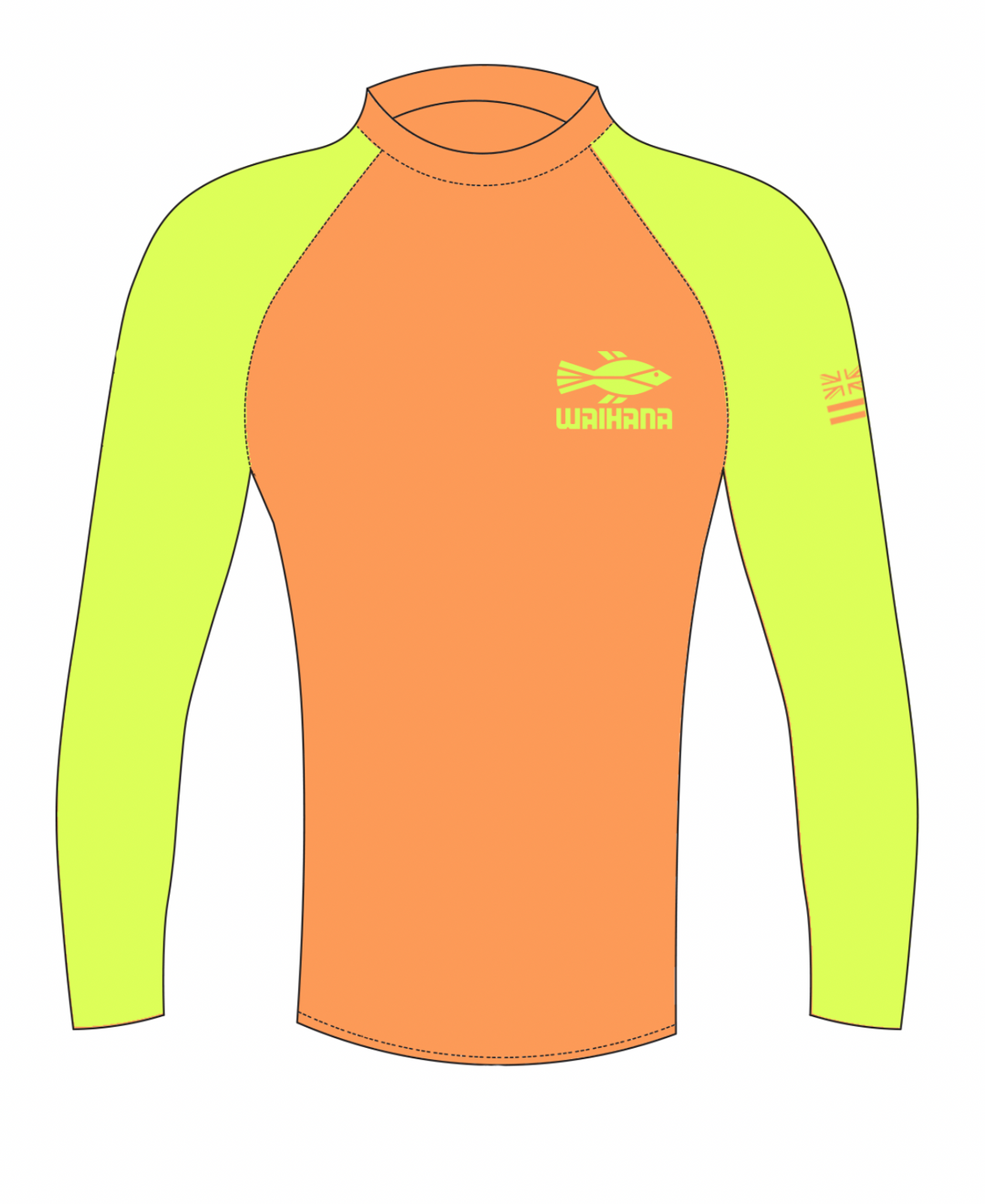 Rashguard de manga larga naranja para niños 