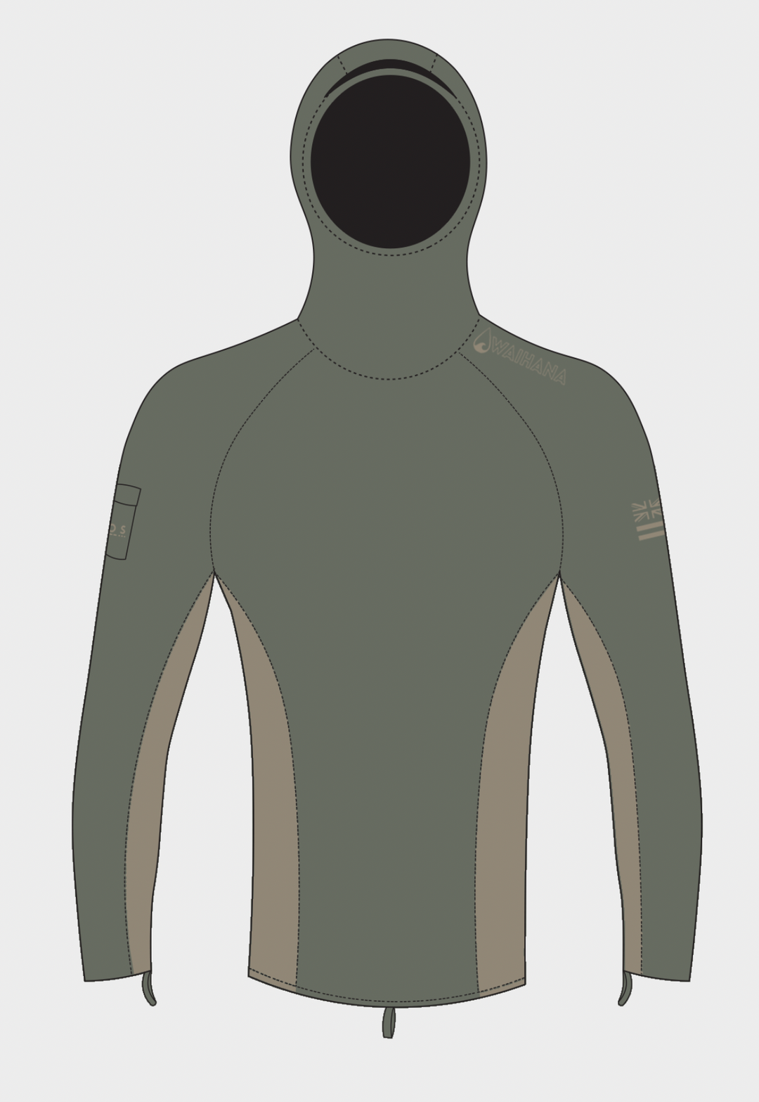 Rashguard Voyager con capucha color oliva