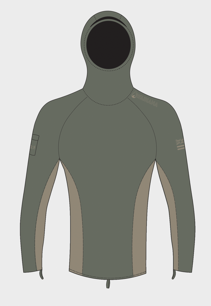 Rashguard Voyager con capucha color oliva