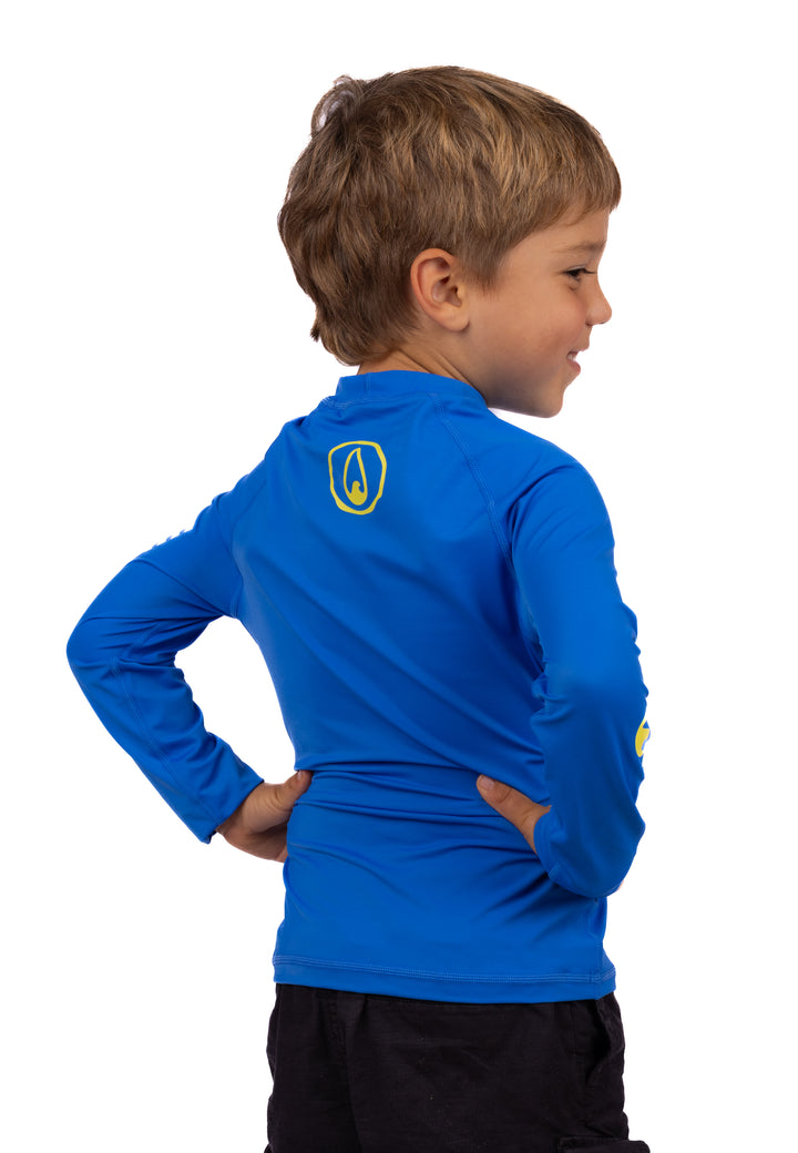 Rashguard de manga larga azul para niños 