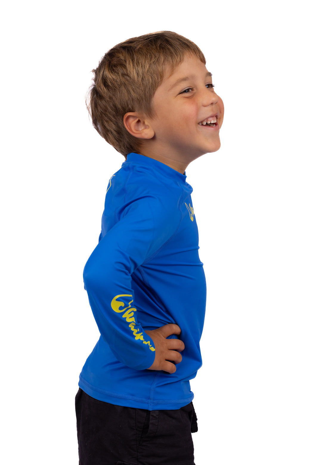 Rashguard de manga larga azul para niños 