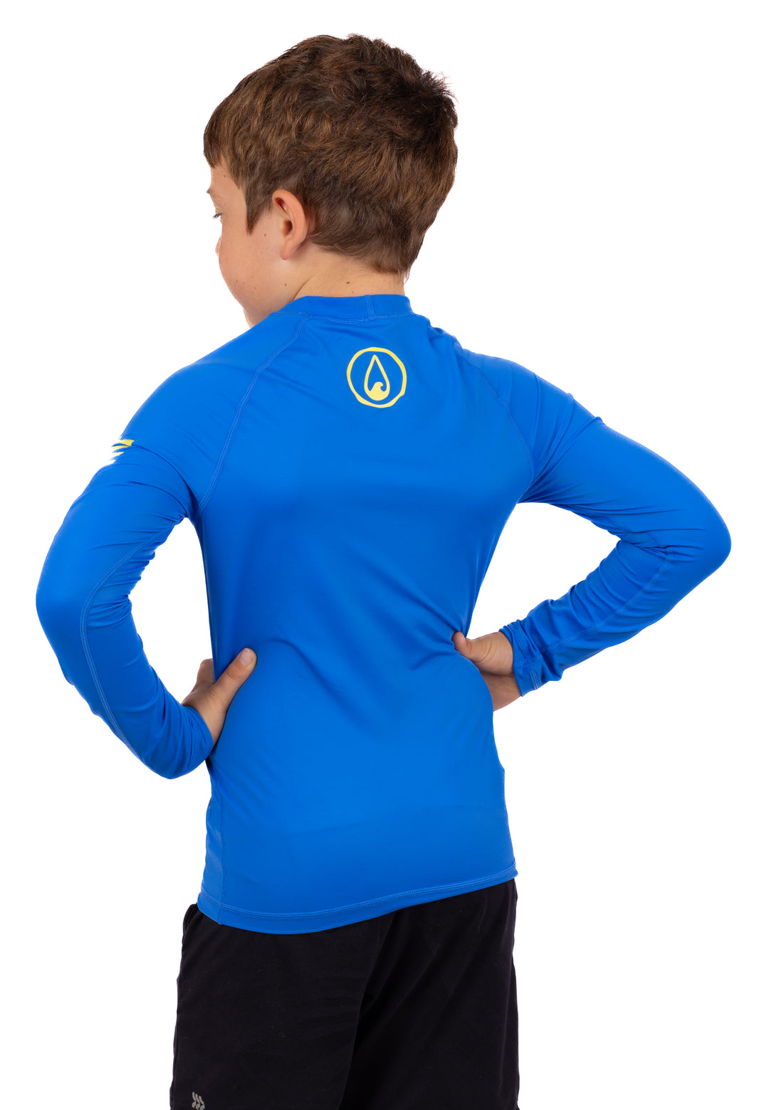 Rashguard de manga larga azul para niños 