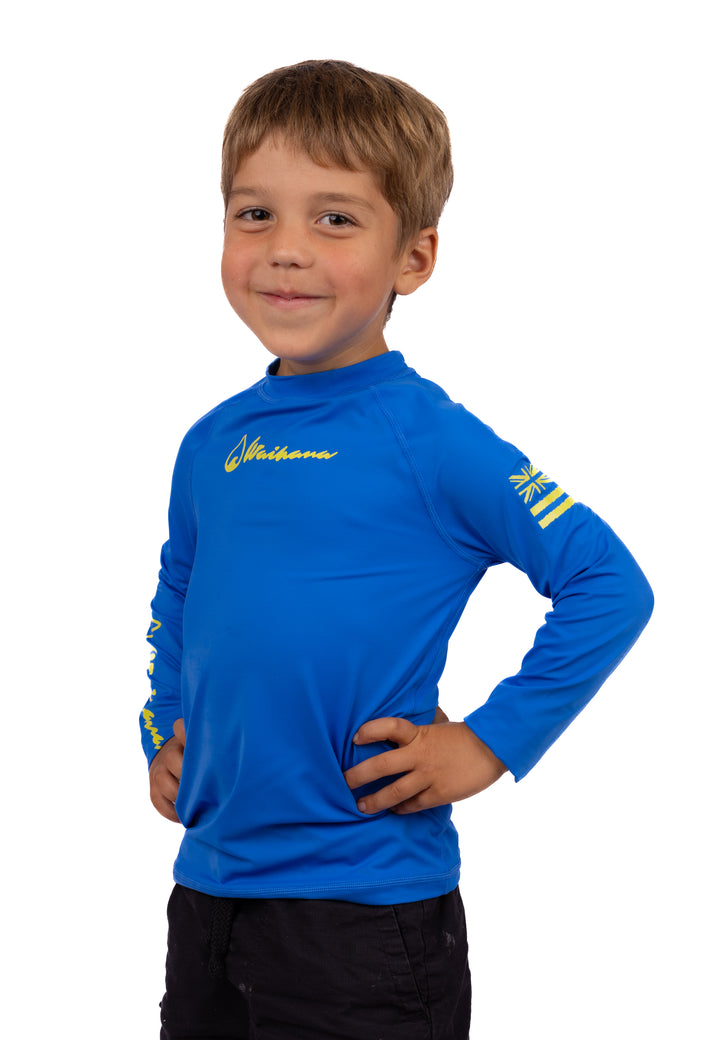 Rashguard de manga larga azul para niños 
