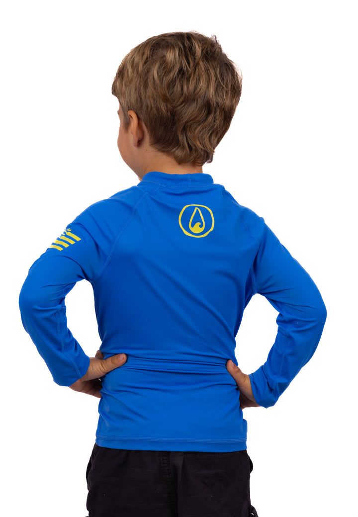 Rashguard de manga larga azul para niños 