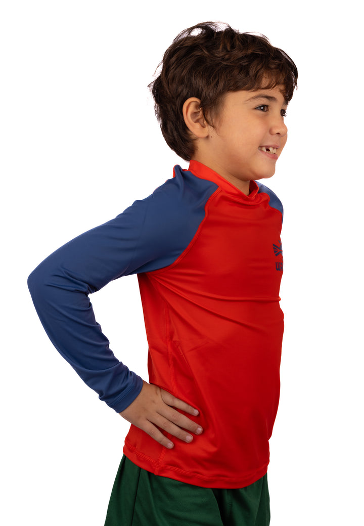 Rashguard de manga larga rojo para niños