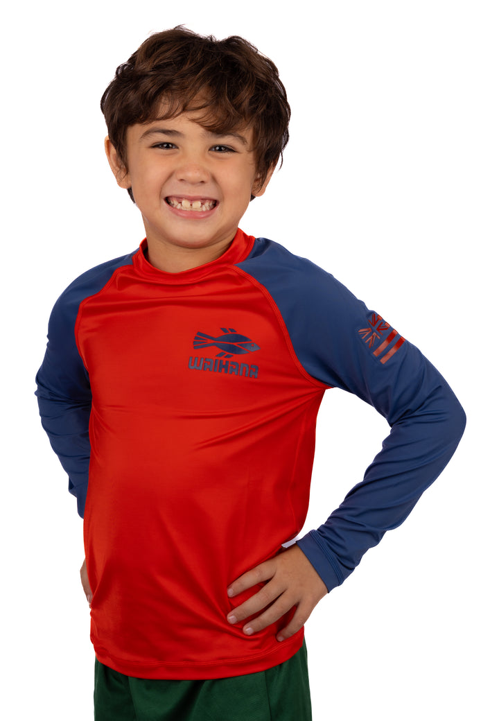 Rashguard de manga larga rojo para niños