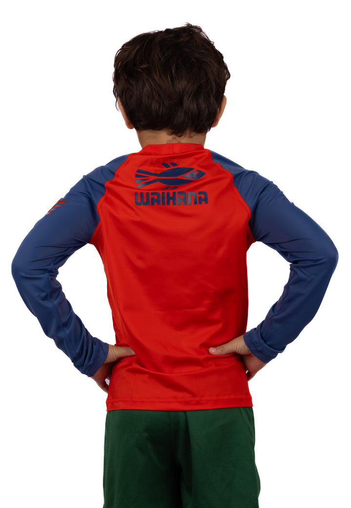 Rashguard de manga larga rojo para niños