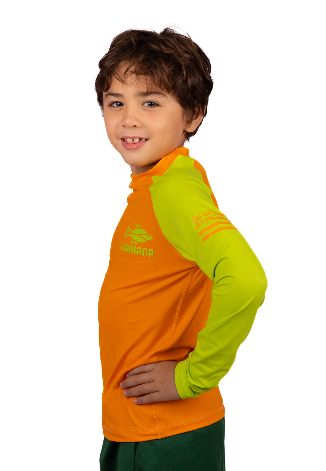 Rashguard de manga larga naranja para niños 