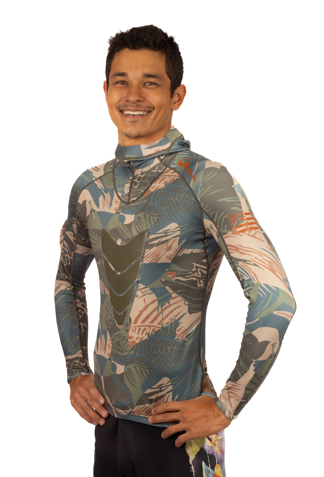 Rashguard de pesca submarina con capucha Hawaiian Brushstroke