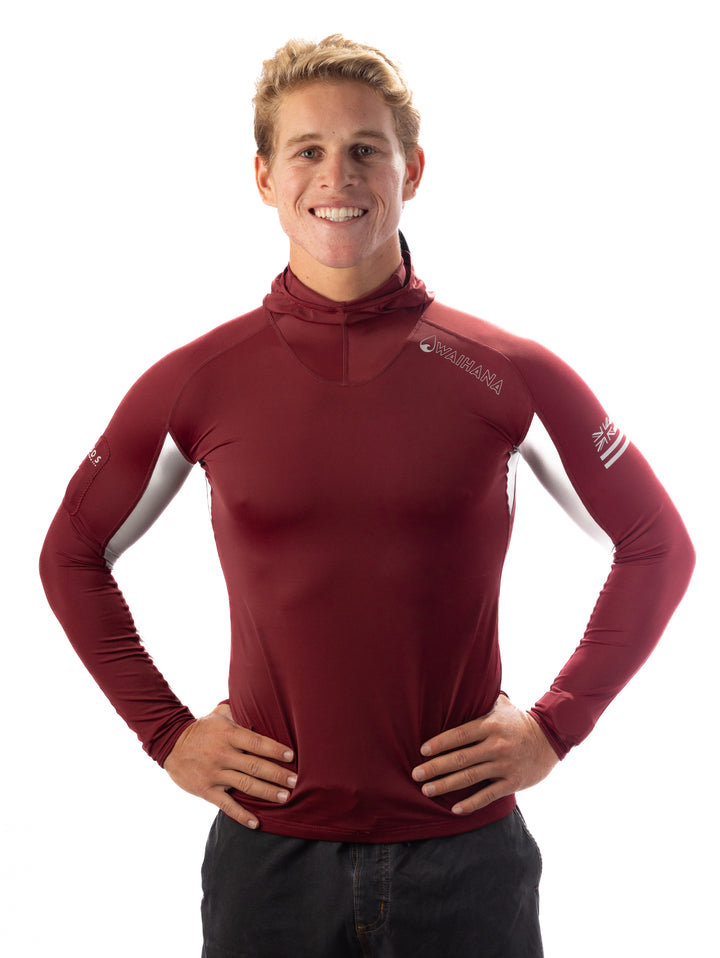 Rashguard de surf con capucha - Granate